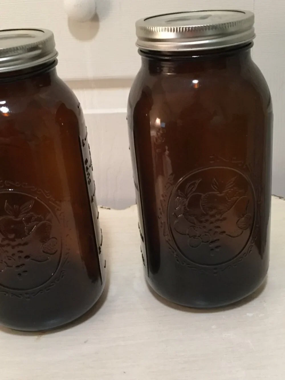 Set of 2 BALL 1.5 Quart Amber Canning Jars 6 Cups 9.25” Tall JUMBO